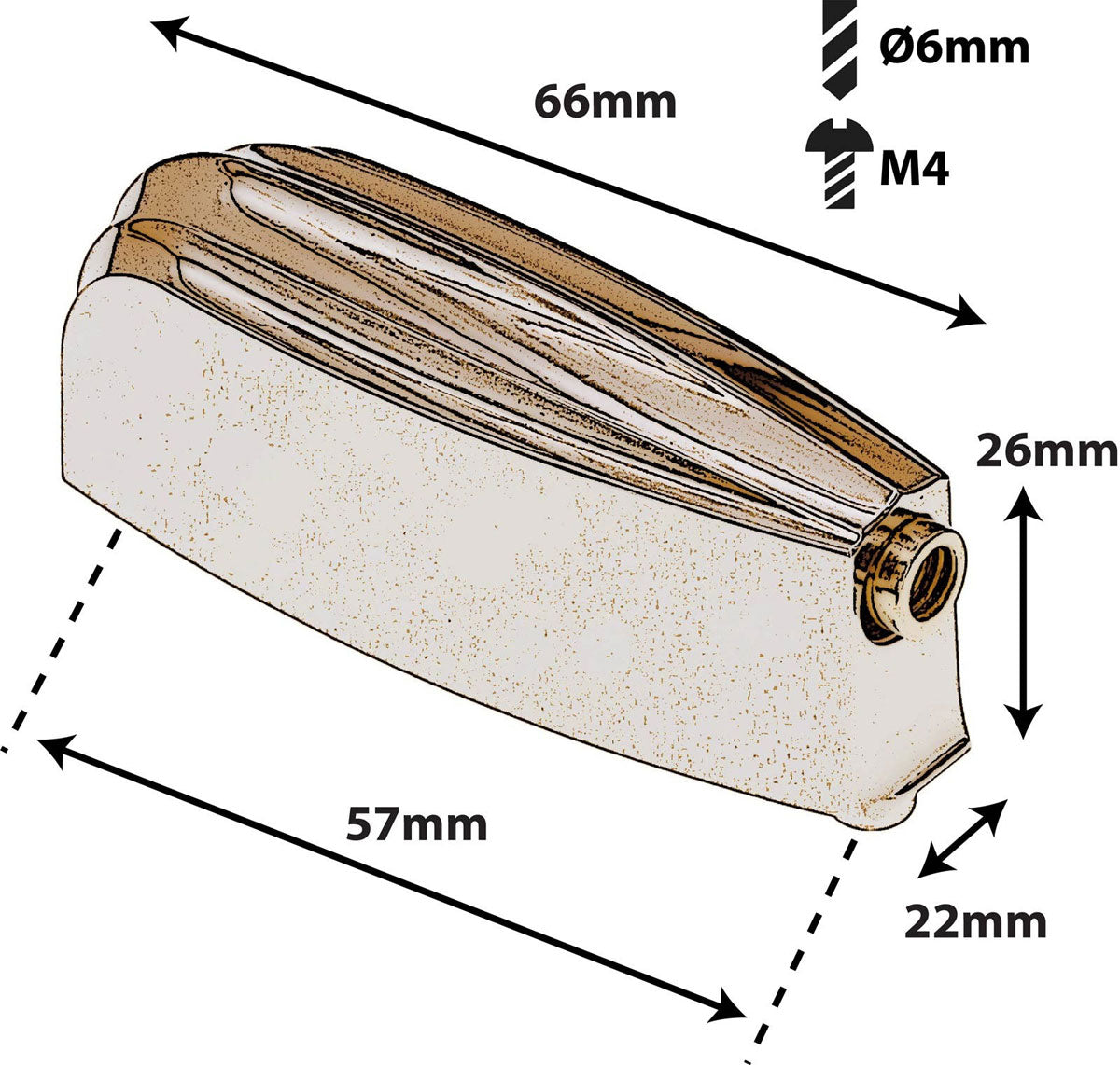 L23BD-BR Bass Drum Lug 57mm Gold X1