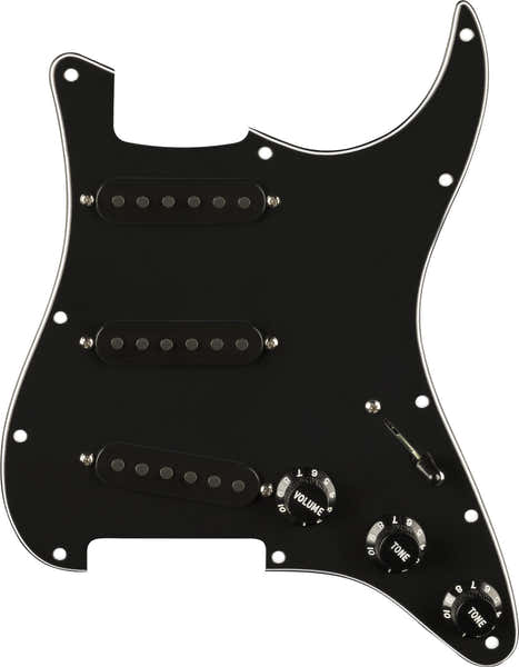 Pre-Wired Strat Pickguard Pure Vintage '65 with RWRP Middle Black 11 Hole PG