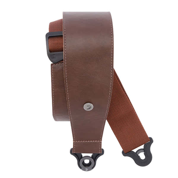 D'ADDARIO COMFORT LEATHER AUTO LOCK GUITAR STRAP BROWN