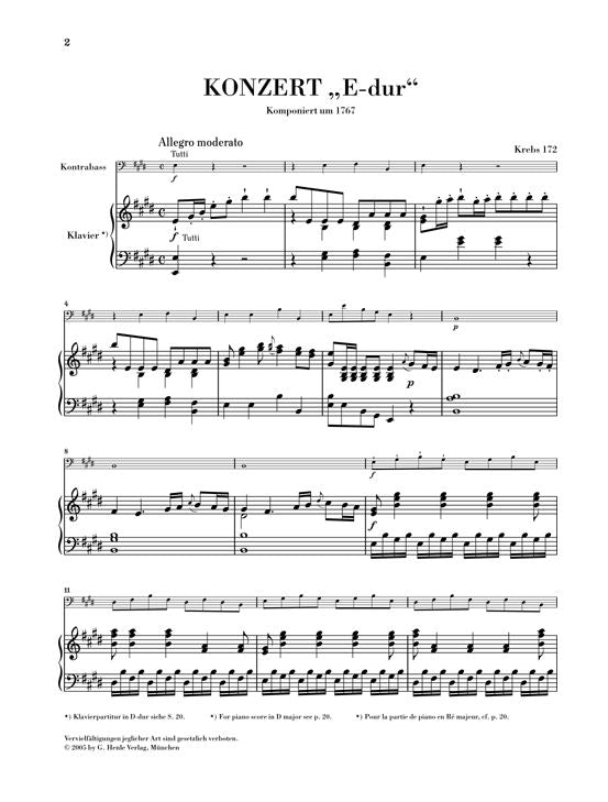 Dittersdorf C.D.V. - Double Bass Concerto In "e Major" Krebs 172