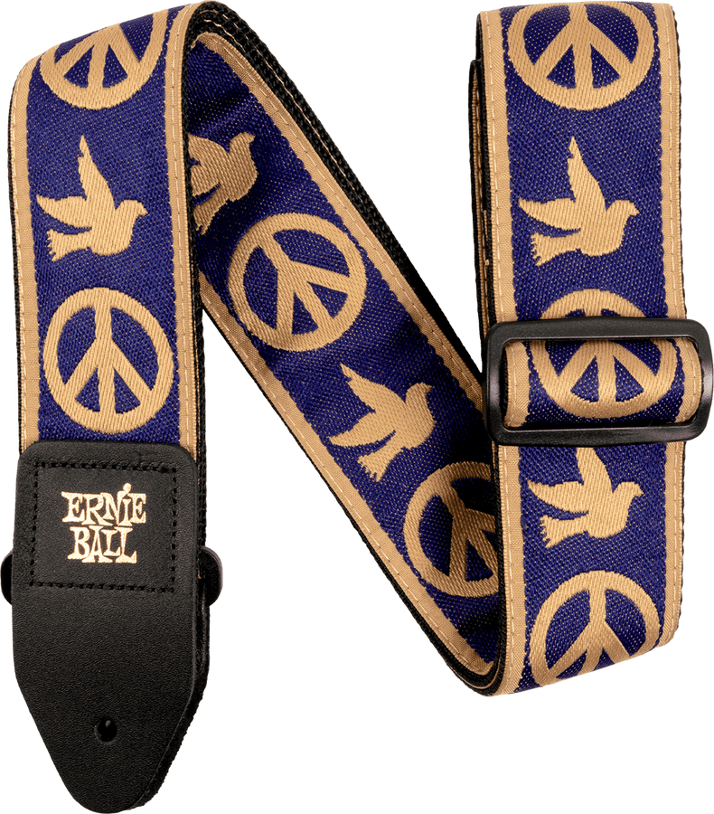 STRAP JACQUARD PEACE LOVE DOVE BLEU MARINE ET BEIGE
