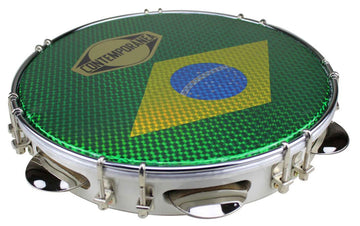C-PL10-01W Pandeiro 10" White Brazil Flag