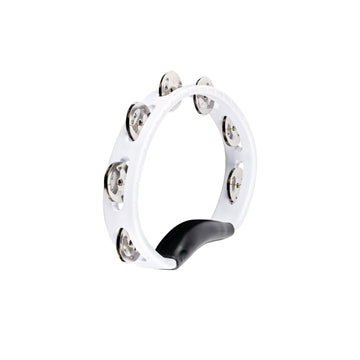 PERCUSSION HEADLINER SERIES HAND HELD ABS TAMBOURINE SINGLE ROW WHITE STAINLESS STEEL JINGLES