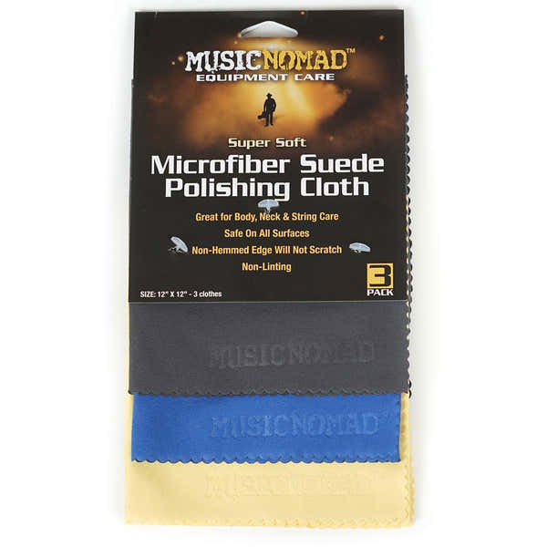Musicnomad MN203 SUPER SOFT EDGELESS MICROFIBER SUEDE POLISHING CLOTH-3 PACK