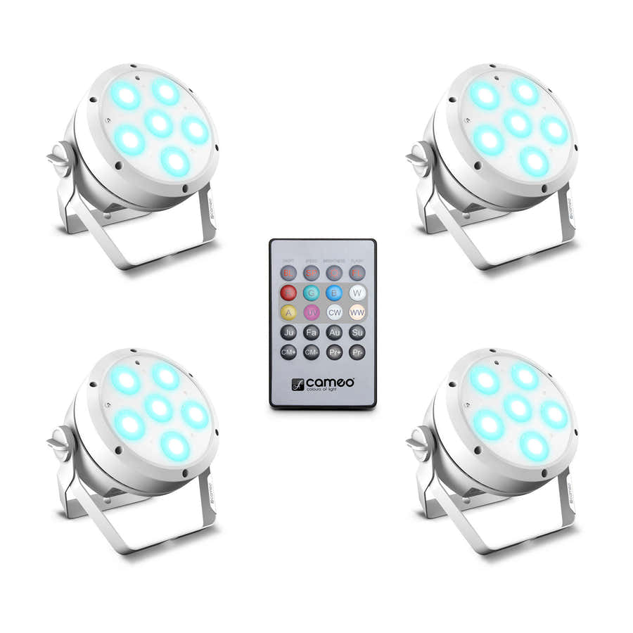 ROOT PAR 6 WH SET 1 - SET CONSISTING OF 4 X CLROOTPAR6WH WITH INFRARED REMOTE CONTROL