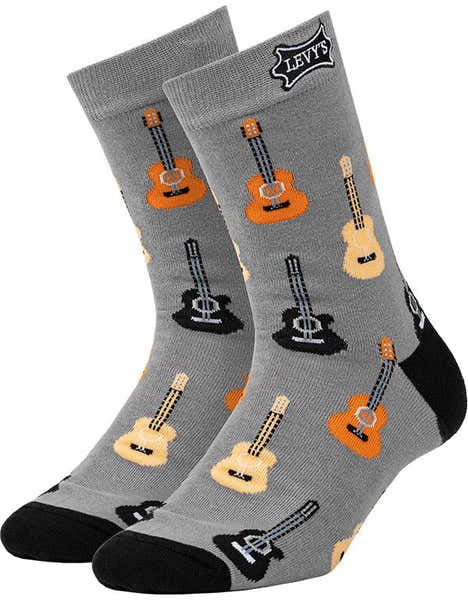 Levys Pair of Socks with Acoustic Guitar Design
