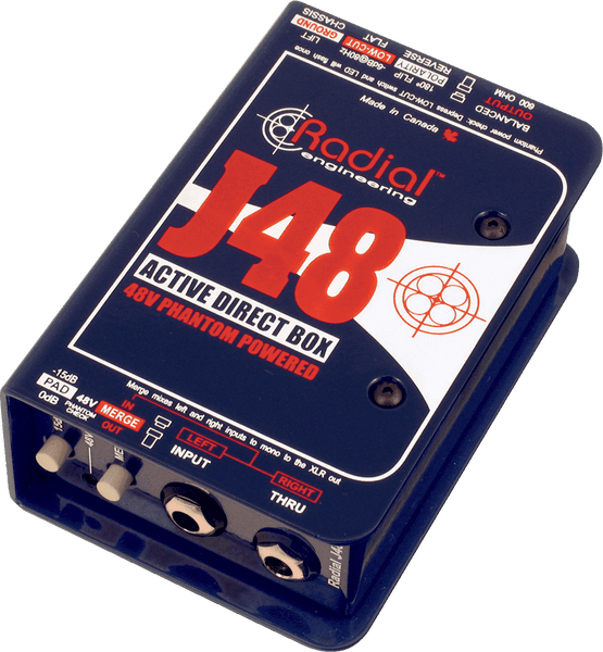 Radial J48 CLASS A ACTIVE DI BOX 48V PHANTOM POWERED