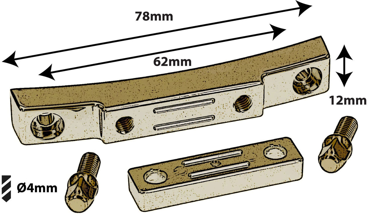 STOB5-BR - Deluxe Snare Strainer Die Cast Butt Plate 62mm - Brass