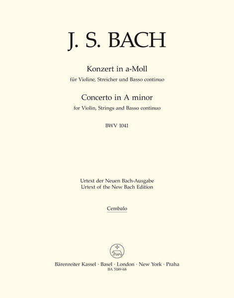 J.S. Concerto En La Mineur Bwv 1041 Pour Vn Cordes Et Bc