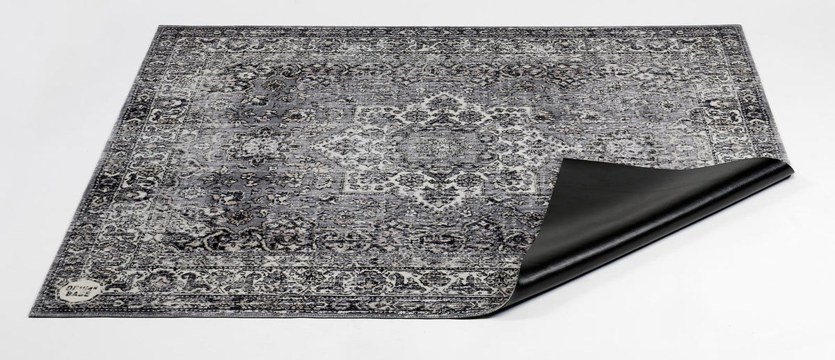 VP185-GRY - VINTAGE PERSIAN STAGE / DRUM MAT 1.85 X 1.60M ANTI-SLIP - GREY