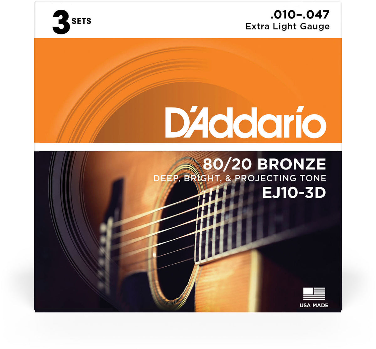 EJ10-3D Bronze Extra Light 10-47 (3 Sets)