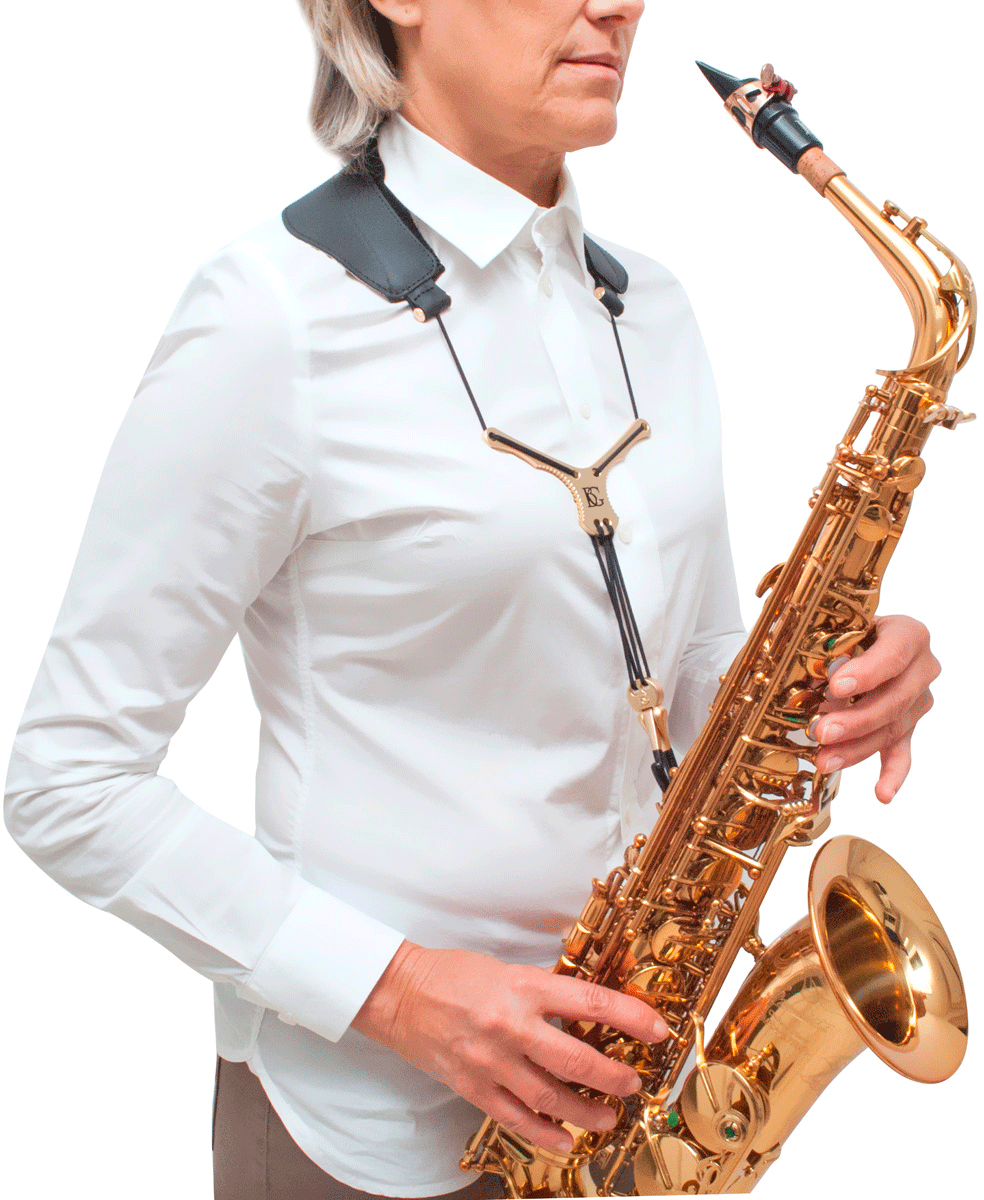 YOKE ZEN STRAP BLACK - METAL SNAP HOOK - ALTO SAX/ TENOR SAX