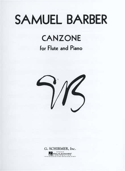 Schirmer SAMUEL BARBER CANZONE - FLUTE