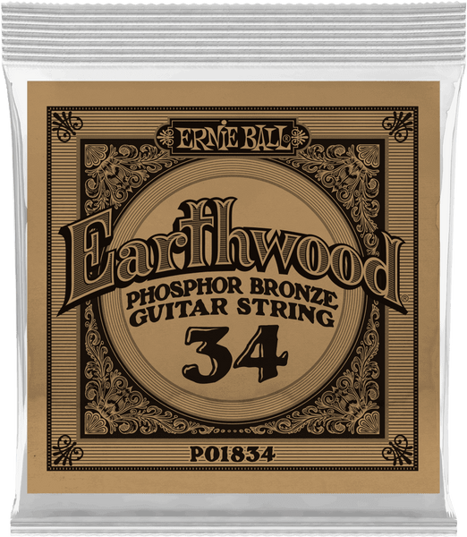 Ernie Ball .034 EARTHWOOD PHOSPHOR BRONZE ACOUSTIC GUITAR STRINGS