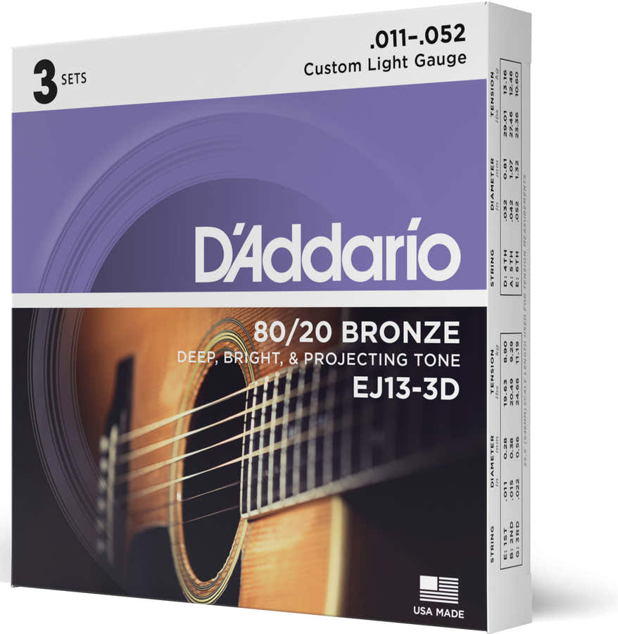 EJ13-3D Bronze 80/20 Custom Light 11-52 (3 Sets)