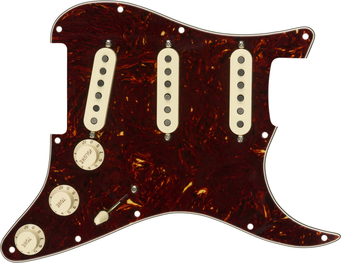 Pre-wired Strat pickguard Tex-Mex SSS tortoise shell 11-hole PG