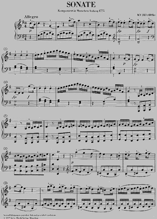 MOZART W.A. - PIANO SONATA G MAJOR K. 283 (189H)