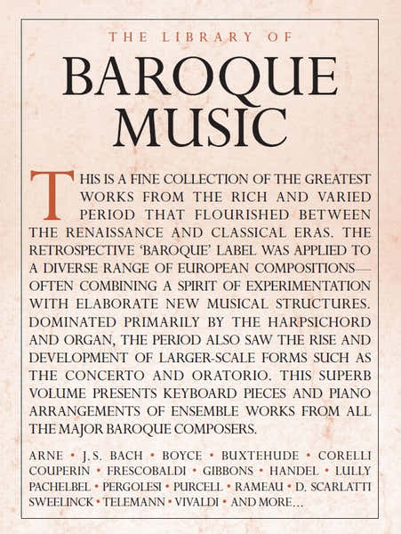 Wise Publications The Library Of Baroque Music
