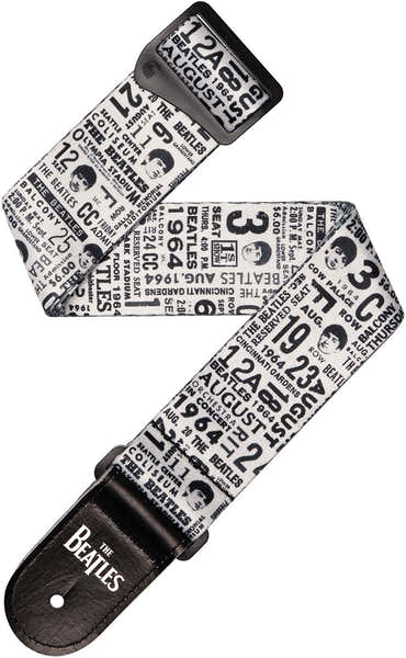 D'ADDARIO Beatles 1964 US Tour Ticket Stubs Strap Black and White
