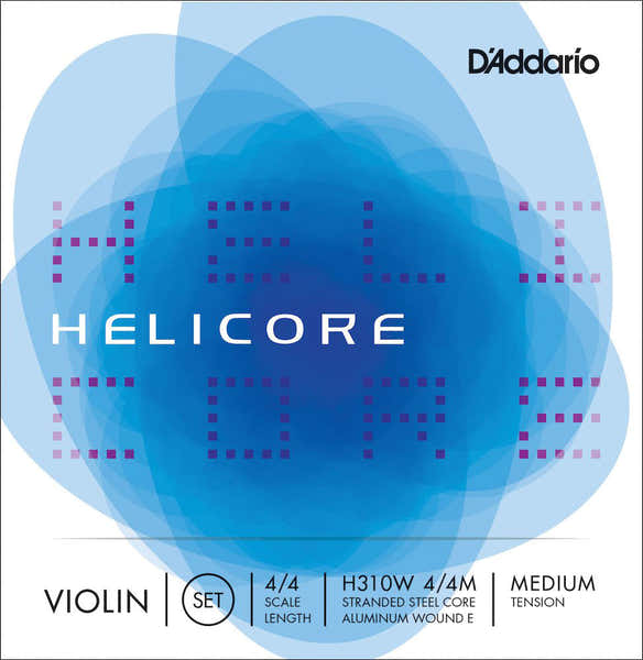 D'ADDARIO 4/4 HELICORE VIOLIN STRING SET WITH WOUND E SCALE MEDIUM TENSION