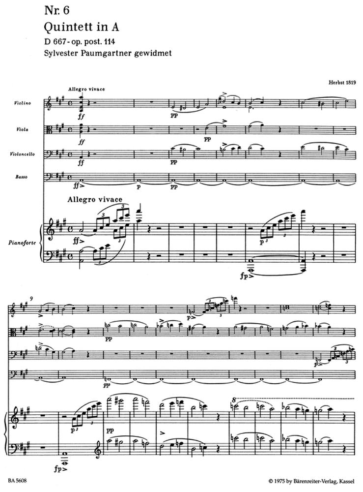 Schubert F. - Quintette "la Truite" En La Majeur D 667 (op.post.114)