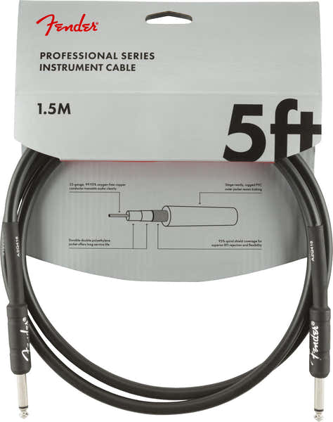 Fender PROFESSIONAL INSTRUMENT CABLE STRAIGHT/STRAIGHT 5' BLACK