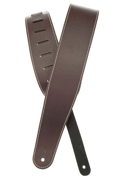 D'ADDARIO CLASSIC LEATHER GUITAR STRAP WITH CONTRAST STITCH BROWN