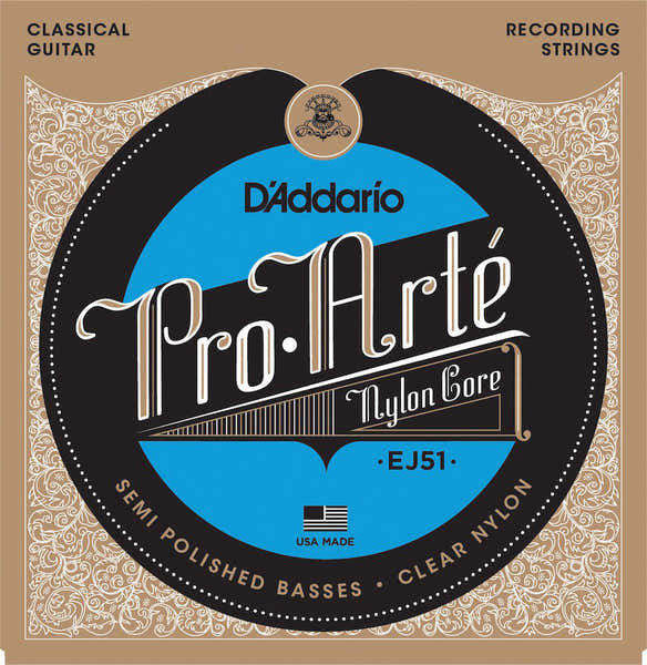D'ADDARIO EJ51 PRO-ARTE CLASSICAL GUITAR STRINGS WITH POLISHED BASSES HARD TENSION