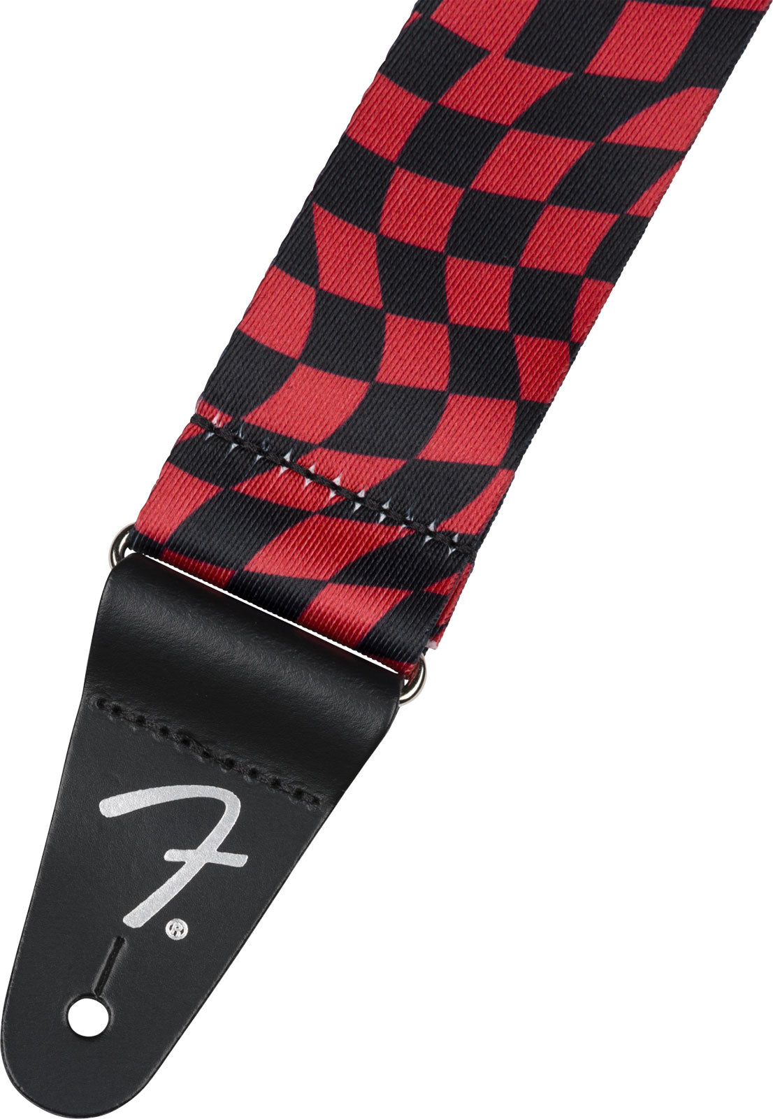 Wavy Checkerboard Polyester Strap Red