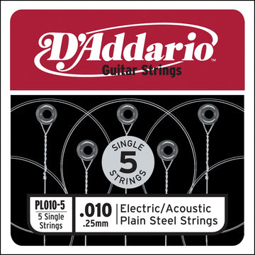 PL010-5 PLAIN STEEL GUITAR SINGLE STRING .010 5-PACK