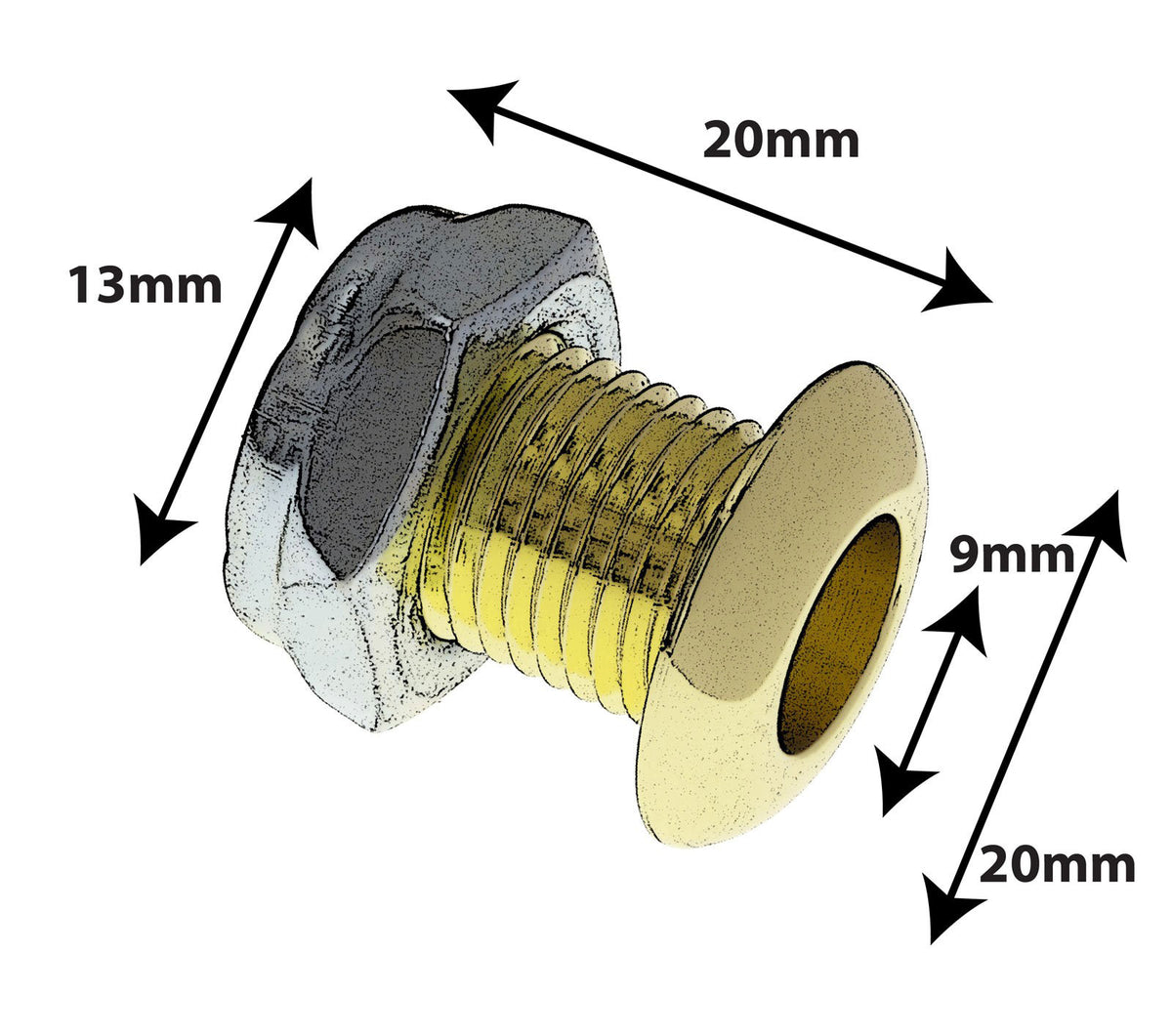 AVH5BR DIE CAST AIR VENT GROMMET BRASS 20MM