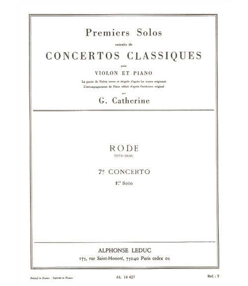 Leduc RODE/CATHERINE - PREMIER SOLO DU CONCERTO N° 7 - VIOLON