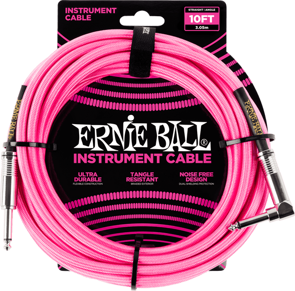 INSTRUMENT CABLES WOVEN SHEATH JACK/JACK ANGLED 3M FLUORESCENT PINK