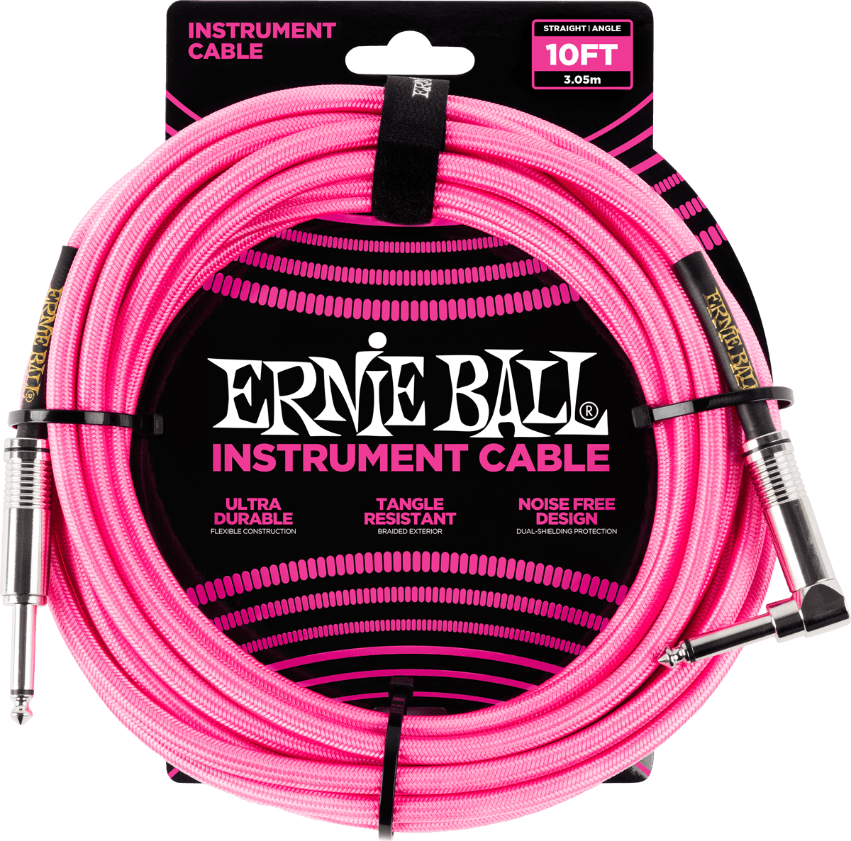 INSTRUMENT CABLES WOVEN SHEATH JACK/JACK ANGLED 3M FLUORESCENT PINK