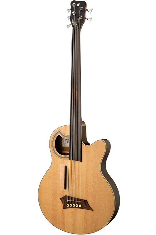 RockBass Alien Deluxe Hybrid Thinline 5 Fretless Natural Satin