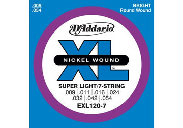 EXL120-7 NICKEL WOUND 7-STRING ELECTRIC GUITAR STRINGS SUPER LIGHT 9-54