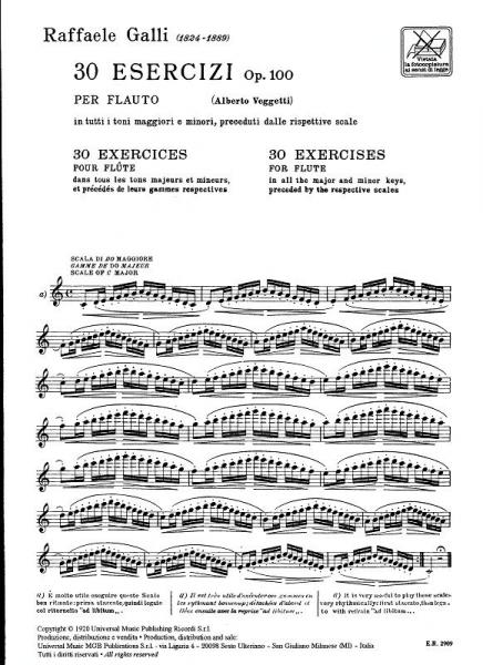 Galli R. - 30 Esercizi Op. 100 - Flute