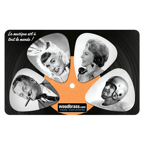 Pikcard Fifties Woodbrass Card Of 4 Detachable Picks