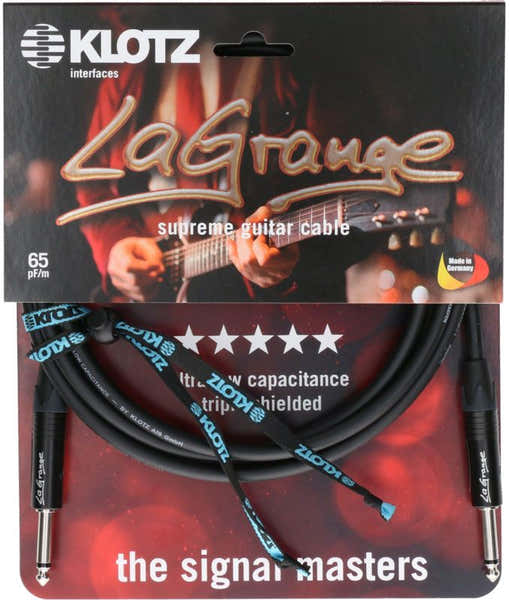 Klotz LA-GRANGE INSTR.CABLE BLACK 6M,JACK 2P - JACK 2P