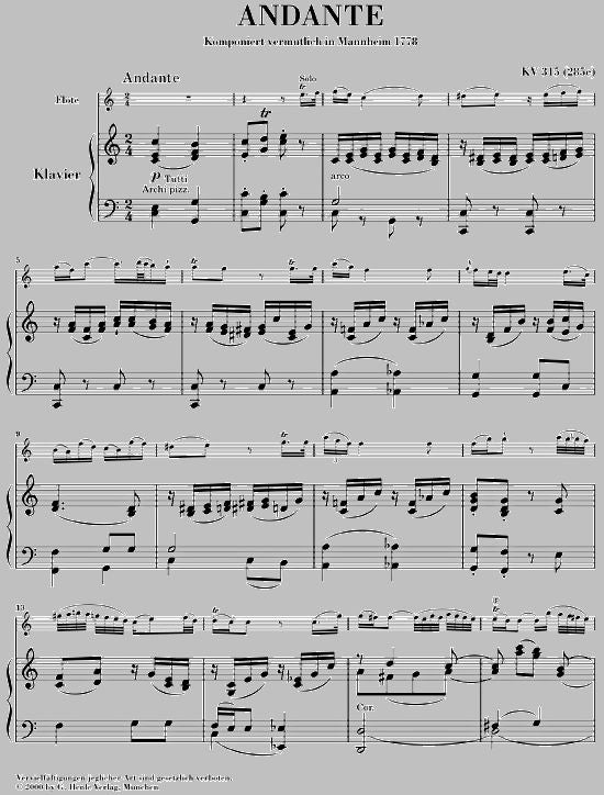 Mozart W.a. - Andante For Flute And Orchestra C Major KV 315