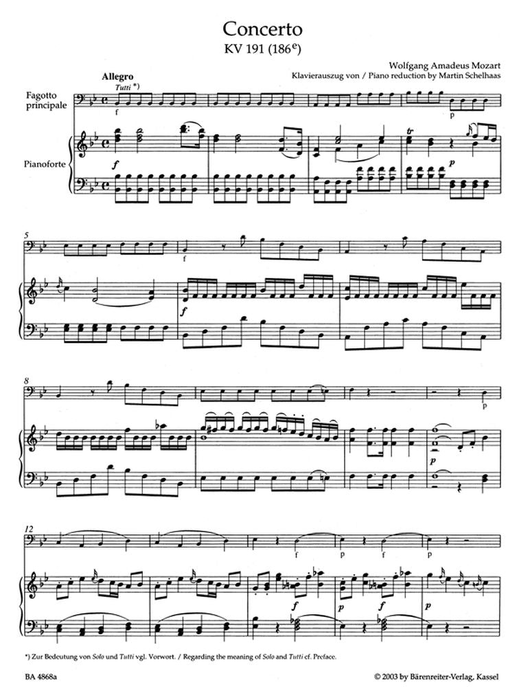 Moz W.A. - Concerto En Sib Majeur Kv 191 - Basson Piano
