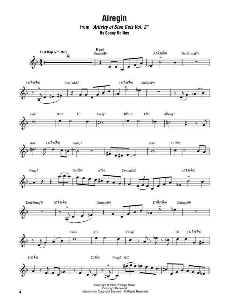 Stan Getz Omnibook - Eb Instruments
