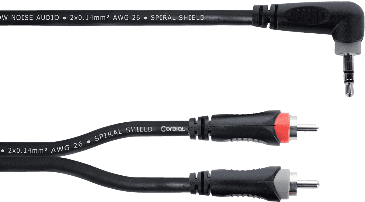 Y-Cable Angled Stereo Mini-Jack / 2 RCA 1 M
