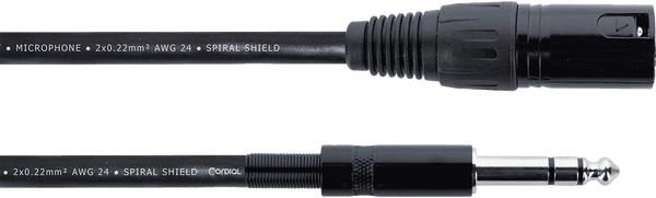 XLR MALE / STEREO JACK AUDIO CABLE - 50 CM