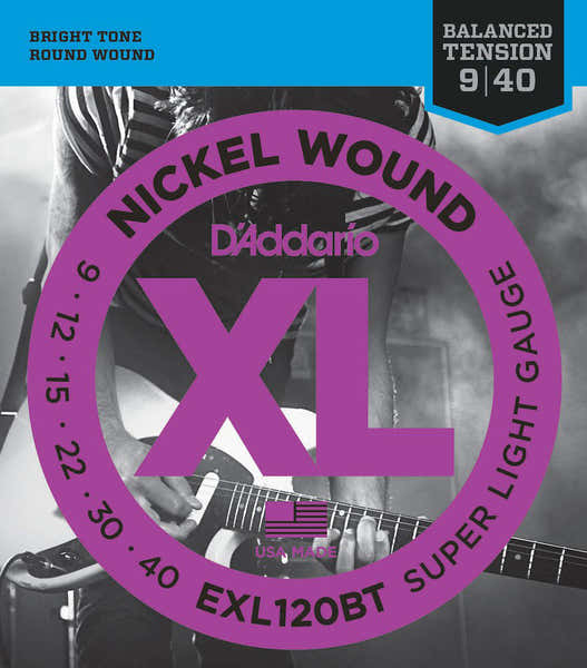 D'ADDARIO NICKEL STRINGS FOR ELECTRIC GUITAR EXL120BT BALANCED SUPER LIGHT 9-40