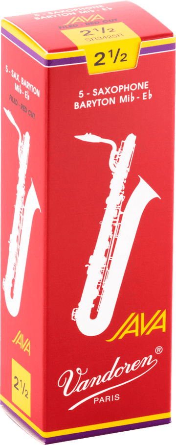 BOX OF 5 BARITONE JAVA RED CUT REEDS 2,5