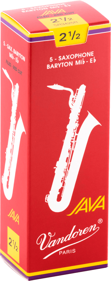 BOX OF 5 BARITONE JAVA RED CUT REEDS 2,5