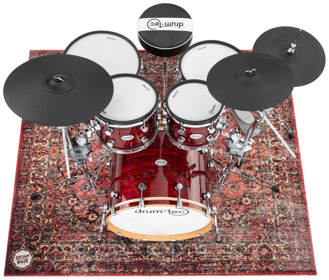 Free Suspension & 27dB Impact Noise Reduction - Drum Mat 1.85 x 1.65m - Persian Worn Red