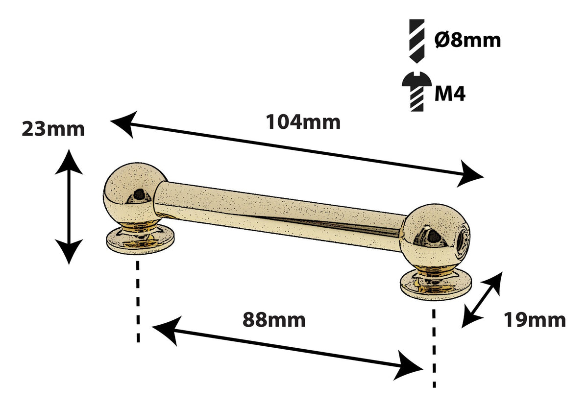 TL13D88-BR TUBE LUG BRASS 88MM DOUBLE ENDED X1