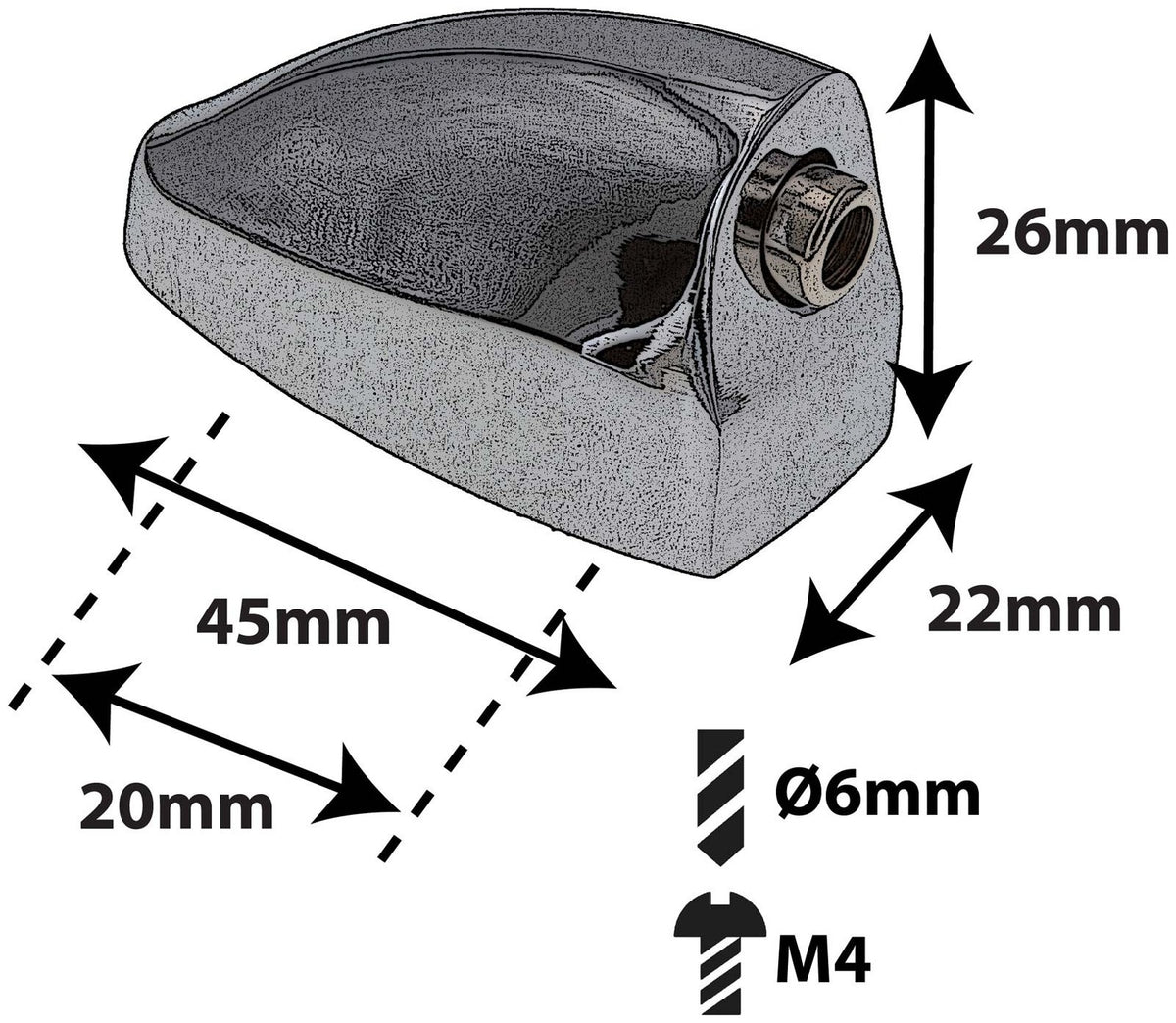 L25BD - Bass Drum Lug - 20mm (x1)